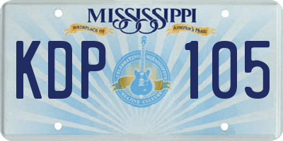 MS license plate KDP105