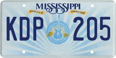 MS license plate KDP205