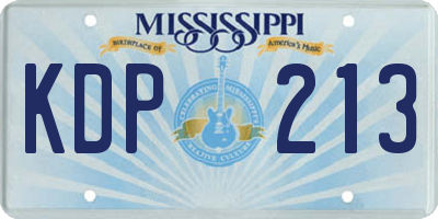 MS license plate KDP213