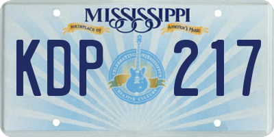 MS license plate KDP217
