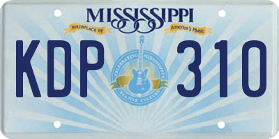 MS license plate KDP310