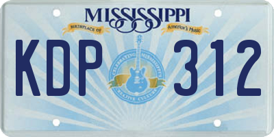 MS license plate KDP312