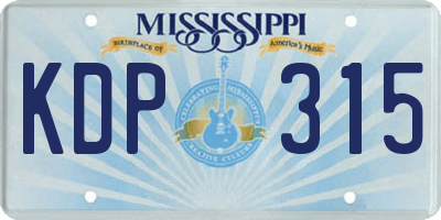 MS license plate KDP315