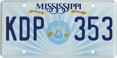 MS license plate KDP353