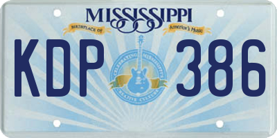 MS license plate KDP386