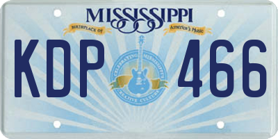 MS license plate KDP466