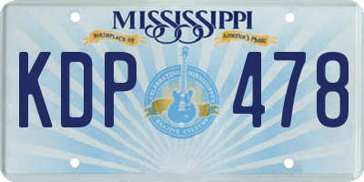 MS license plate KDP478