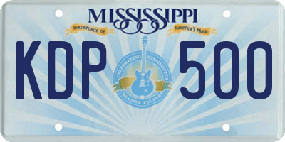 MS license plate KDP500