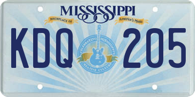 MS license plate KDQ205