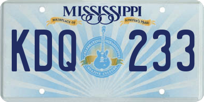 MS license plate KDQ233