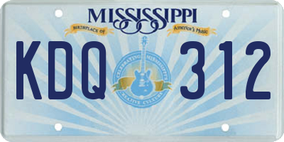 MS license plate KDQ312