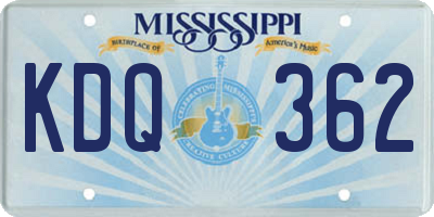 MS license plate KDQ362