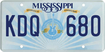 MS license plate KDQ680