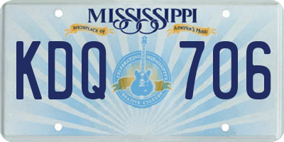 MS license plate KDQ706