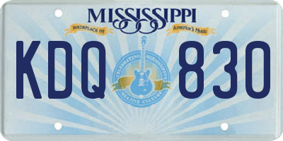 MS license plate KDQ830