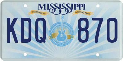 MS license plate KDQ870