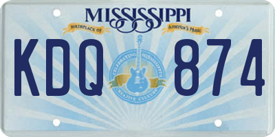 MS license plate KDQ874