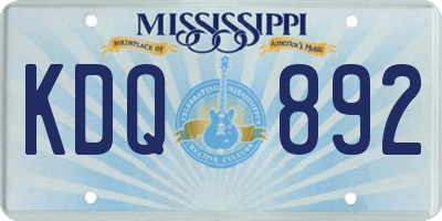 MS license plate KDQ892