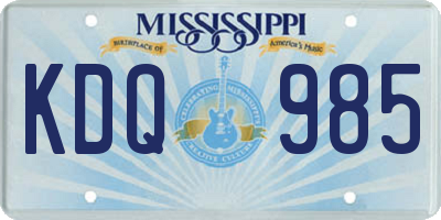 MS license plate KDQ985
