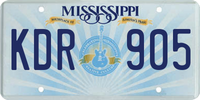 MS license plate KDR905