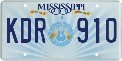 MS license plate KDR910