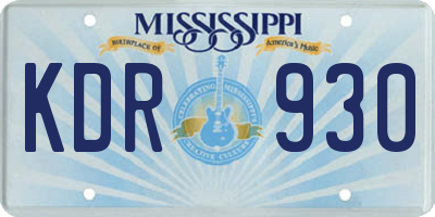 MS license plate KDR930