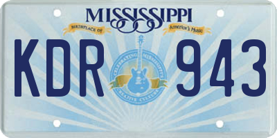 MS license plate KDR943