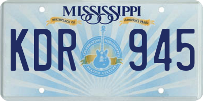 MS license plate KDR945