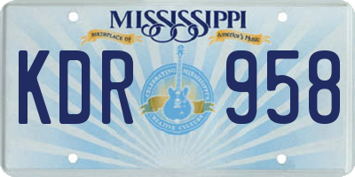 MS license plate KDR958