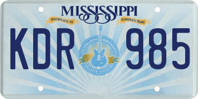 MS license plate KDR985