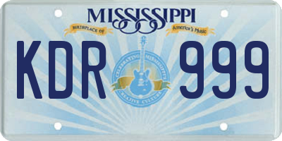 MS license plate KDR999