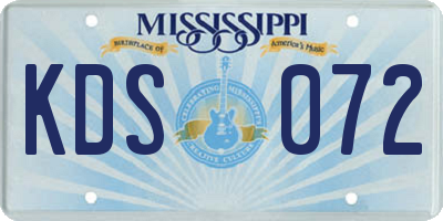 MS license plate KDS072