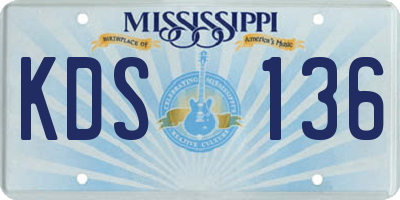 MS license plate KDS136
