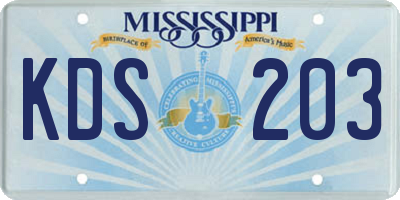 MS license plate KDS203