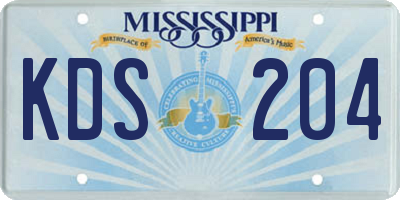 MS license plate KDS204