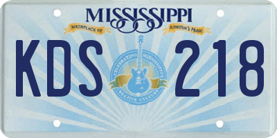 MS license plate KDS218