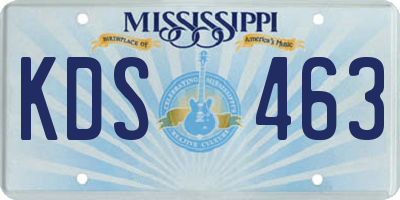 MS license plate KDS463