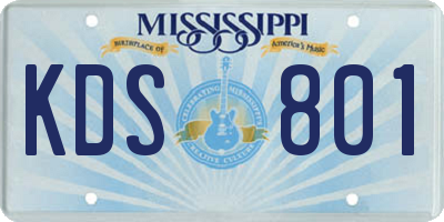 MS license plate KDS801