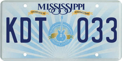 MS license plate KDT033