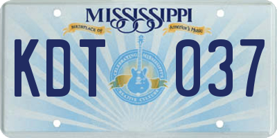 MS license plate KDT037