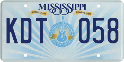 MS license plate KDT058