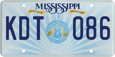 MS license plate KDT086