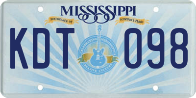 MS license plate KDT098