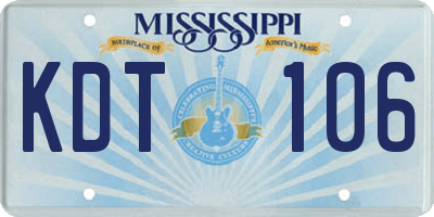 MS license plate KDT106