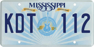 MS license plate KDT112