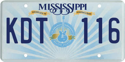 MS license plate KDT116
