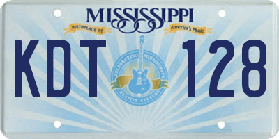 MS license plate KDT128