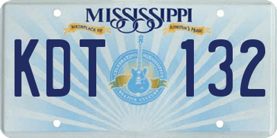 MS license plate KDT132