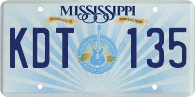MS license plate KDT135