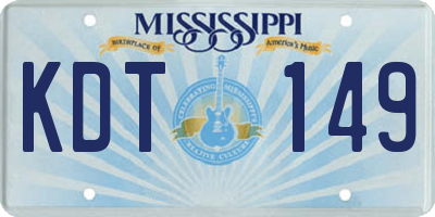 MS license plate KDT149